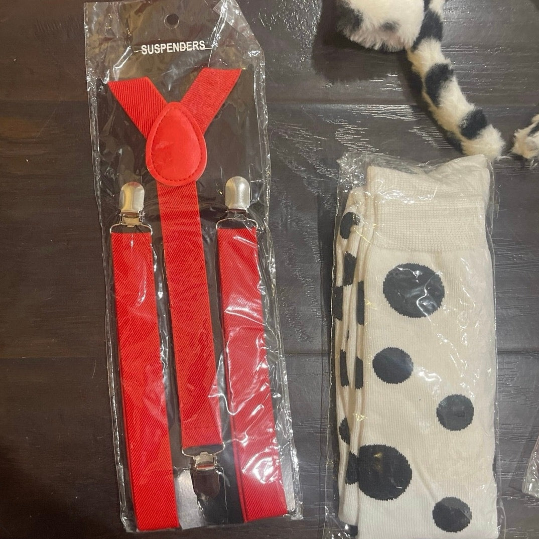 Halloween Costume Firefighter Dalmatian Puppy Themed Costume Accessory Set Kit