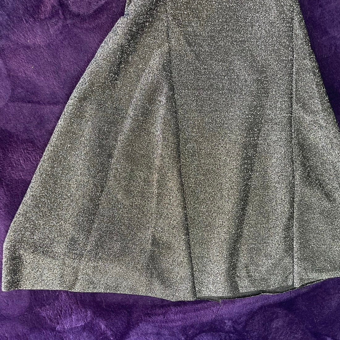 Metallic Silver Disco Glitz Bell Bottom Flare Pants XL Halloween Retro Costume