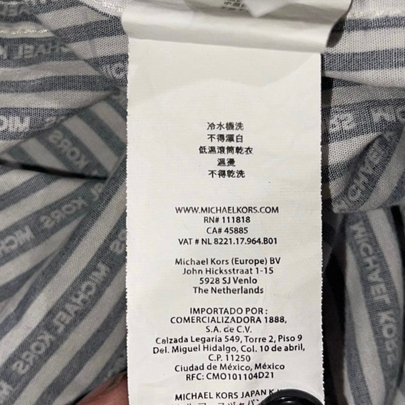 Michael Kors Long Sleeve Striped with logo button up dress shirt Classic Fit