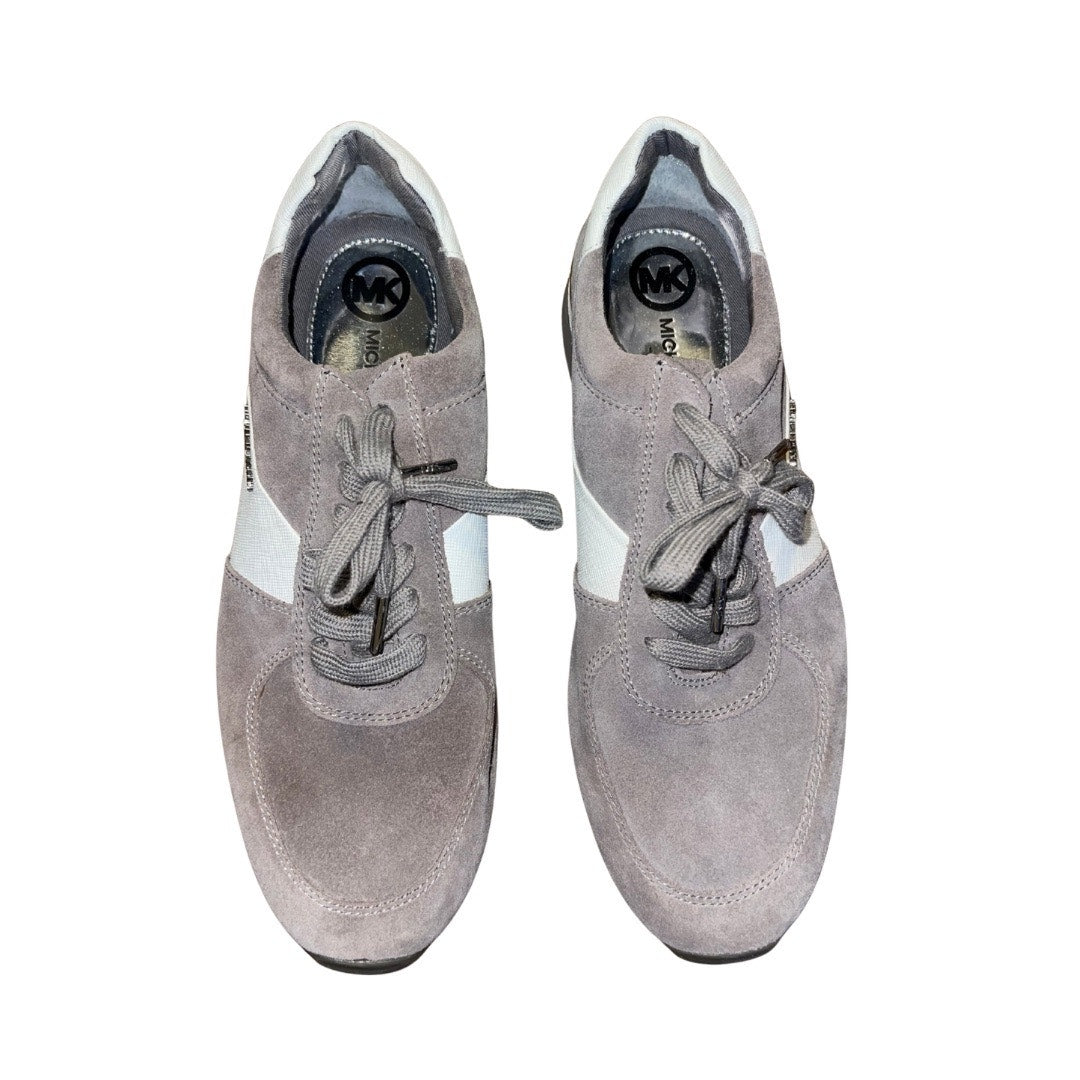 Michael Michael Kors Allie Trainer Sneakers Gray Suede Silver Metallic Size 9
