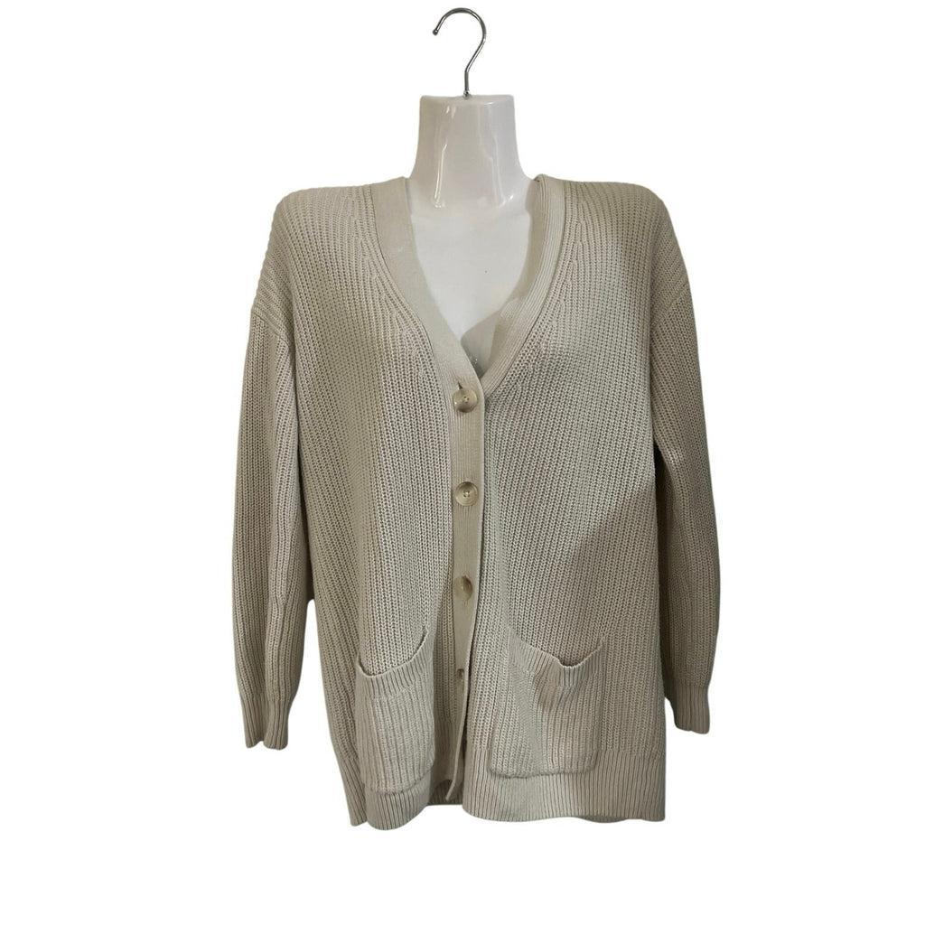 Loft Petites Saddie Sleeve V-Neck Knit Button up Pocket Cardigan Sweater SZ MP