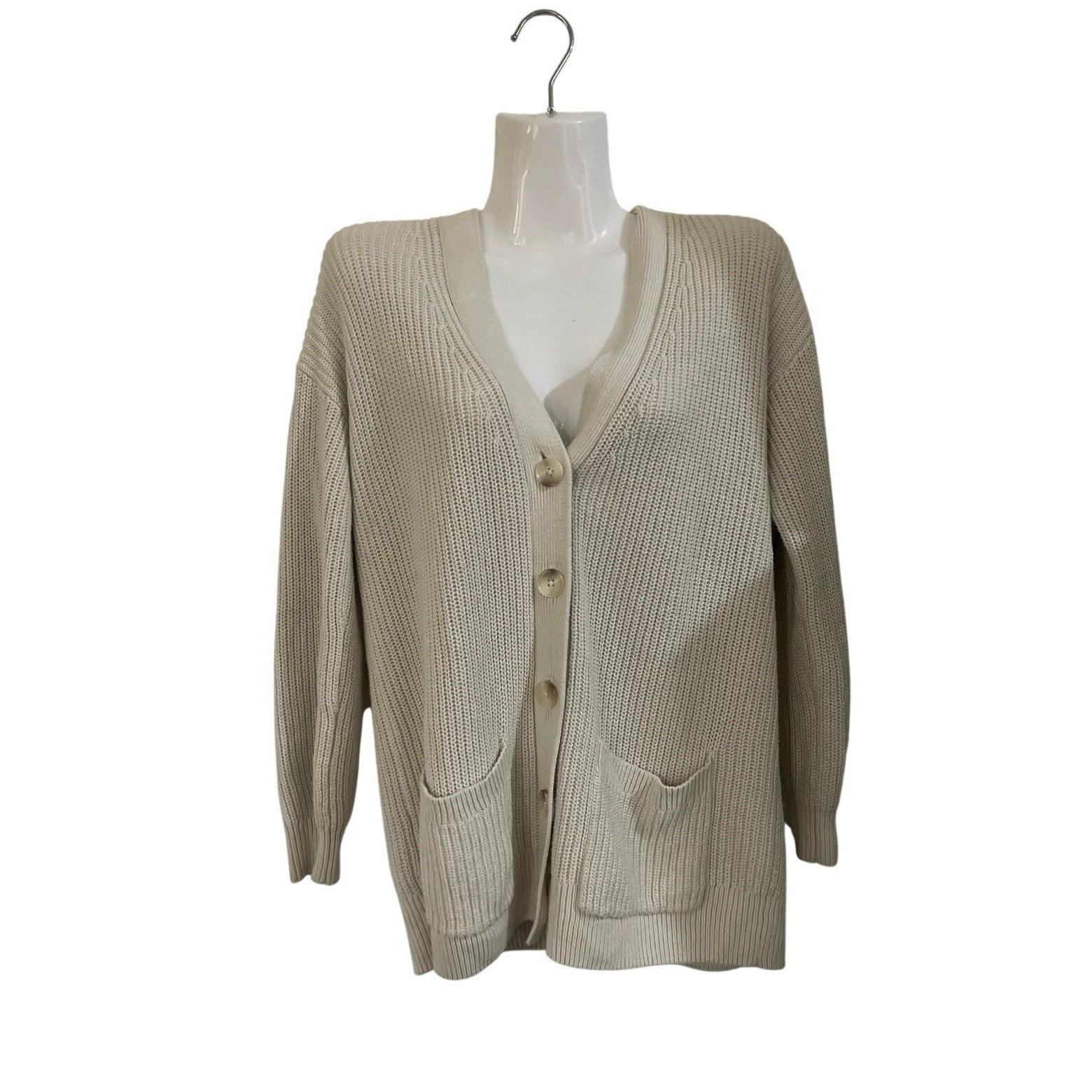 Loft Petites Saddie Sleeve V-Neck Knit Button up Pocket Cardigan Sweater SZ MP