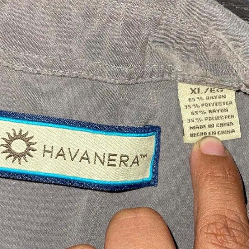 Havanera Shirt Button Down Short Sleeve Size XL Guayabera Cuban Vacation Casual