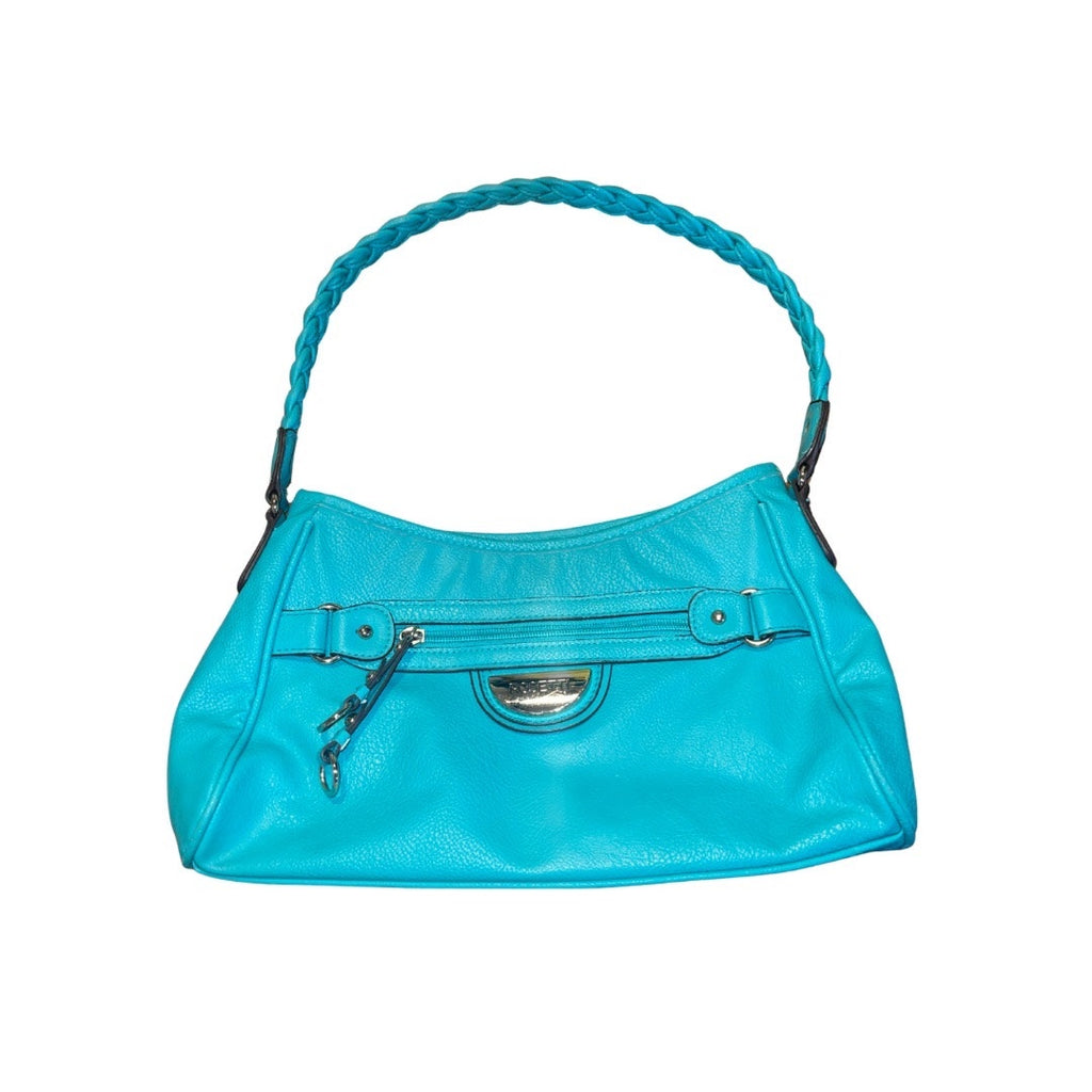 Rosetti Teal Shoulder HandBag Braided Strap Faux Leather Purse Y2K 90's 2000s