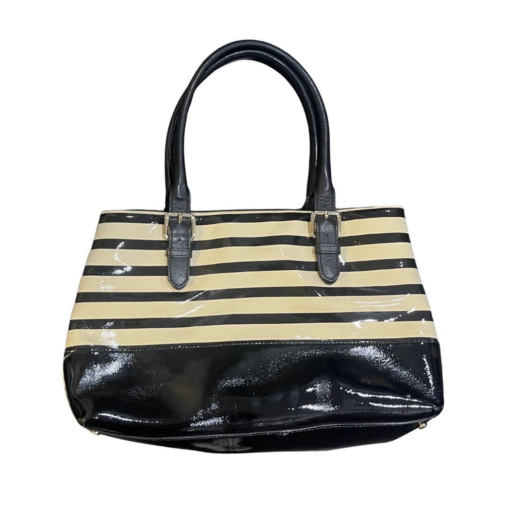 Kate Spade New York Elena Satchel Tote Handbag Striped Patent Leather Stylish
