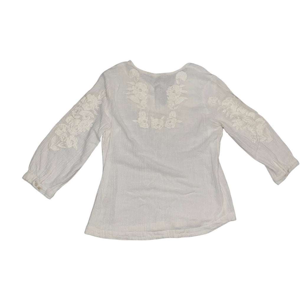 Soft Surroundings Women Blouse Peasant Lace Fairy Coastal Boho Coquette Size PL