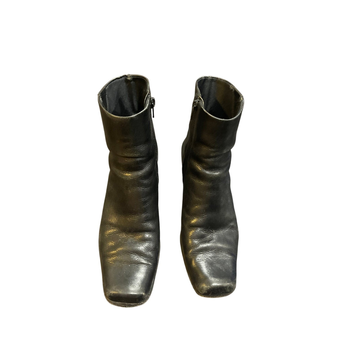 Diba Black Leather Ankle Square Toe Bootie Vintage 90s Y2K Made in Brazil
