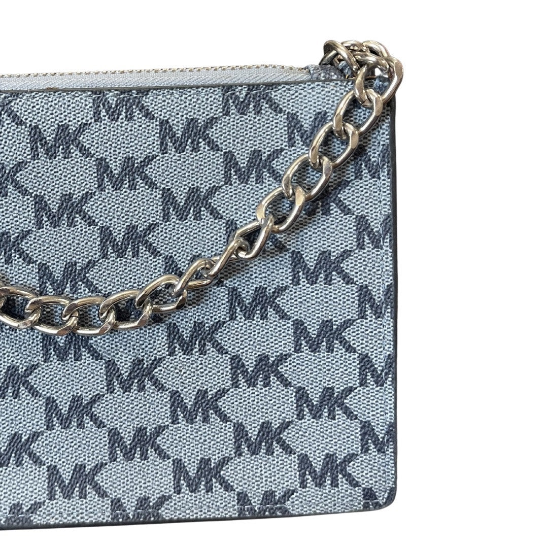 Michael Kors Signature Monogram Belt Bag Fanny Pack Silver Chain Pull Zipper