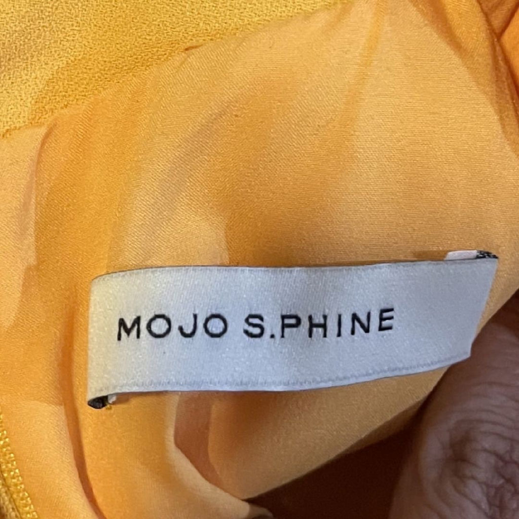 Mojo.S.Phine Yellow High Neck Collar Mid Length Dress Elegant Ruffled Evening