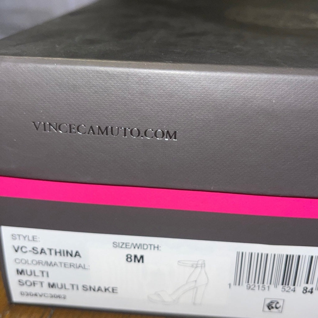 Vince Camuto Snakeskin Sathina Ankle Strap Platform Heel Size 8 Multicolor NWT