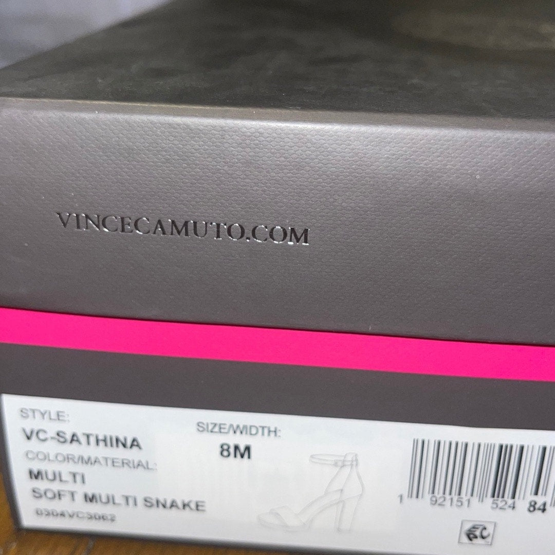 Vince Camuto Snakeskin Sathina Ankle Strap Platform Heel Size 8 Multicolor NWT