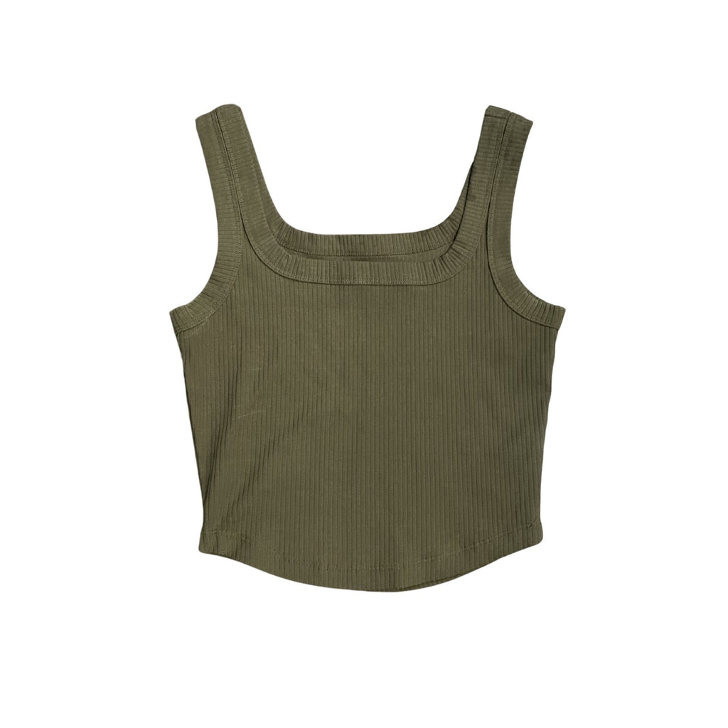 Madewell Tailored Crop Ribbed Square Neckline Tank Top SZ XS Flirty Girly Summer