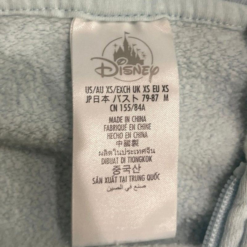Disney Light Blue Full Zip Hoodie Embroidered  Mickey Minnie Sweater SZ XS