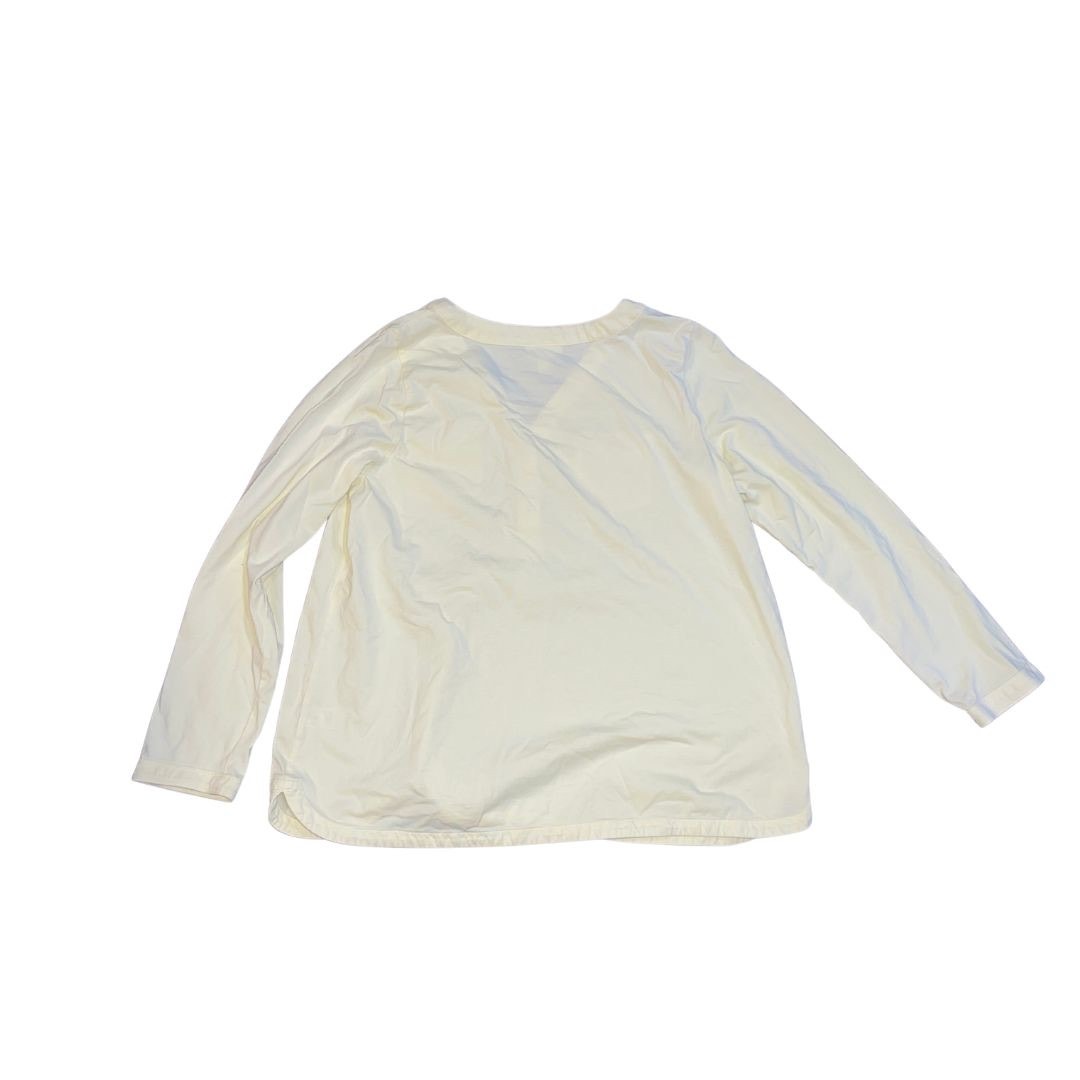 J. Jill Long Sleeve V-Neck Henley Butter Yellow Size Medium Petite 100% Cotton