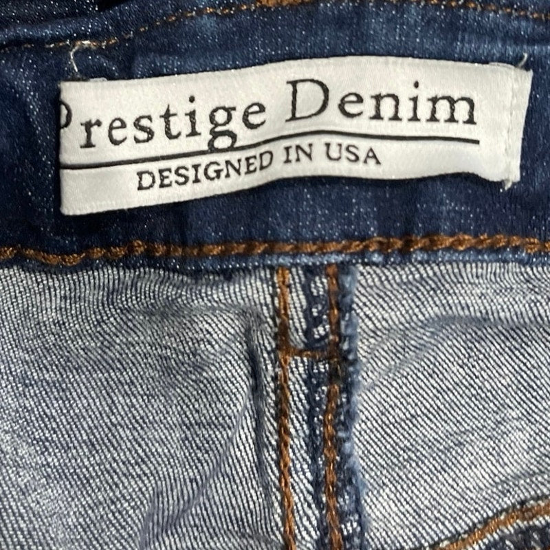 Prestige Denim Paper Bag Waist Skinny Jeans SZ L Chic Streetwear Made USA