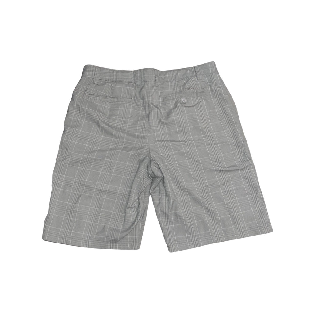 O'Neill Gray Plaid Chino Shorts Flat Front Size 36 Casual Everyday Wear Golf