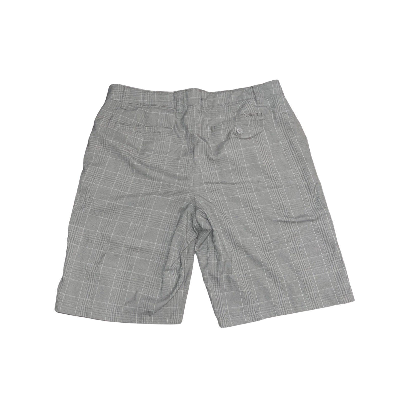 O'Neill Gray Plaid Chino Shorts Flat Front Size 36 Casual Everyday Wear Golf