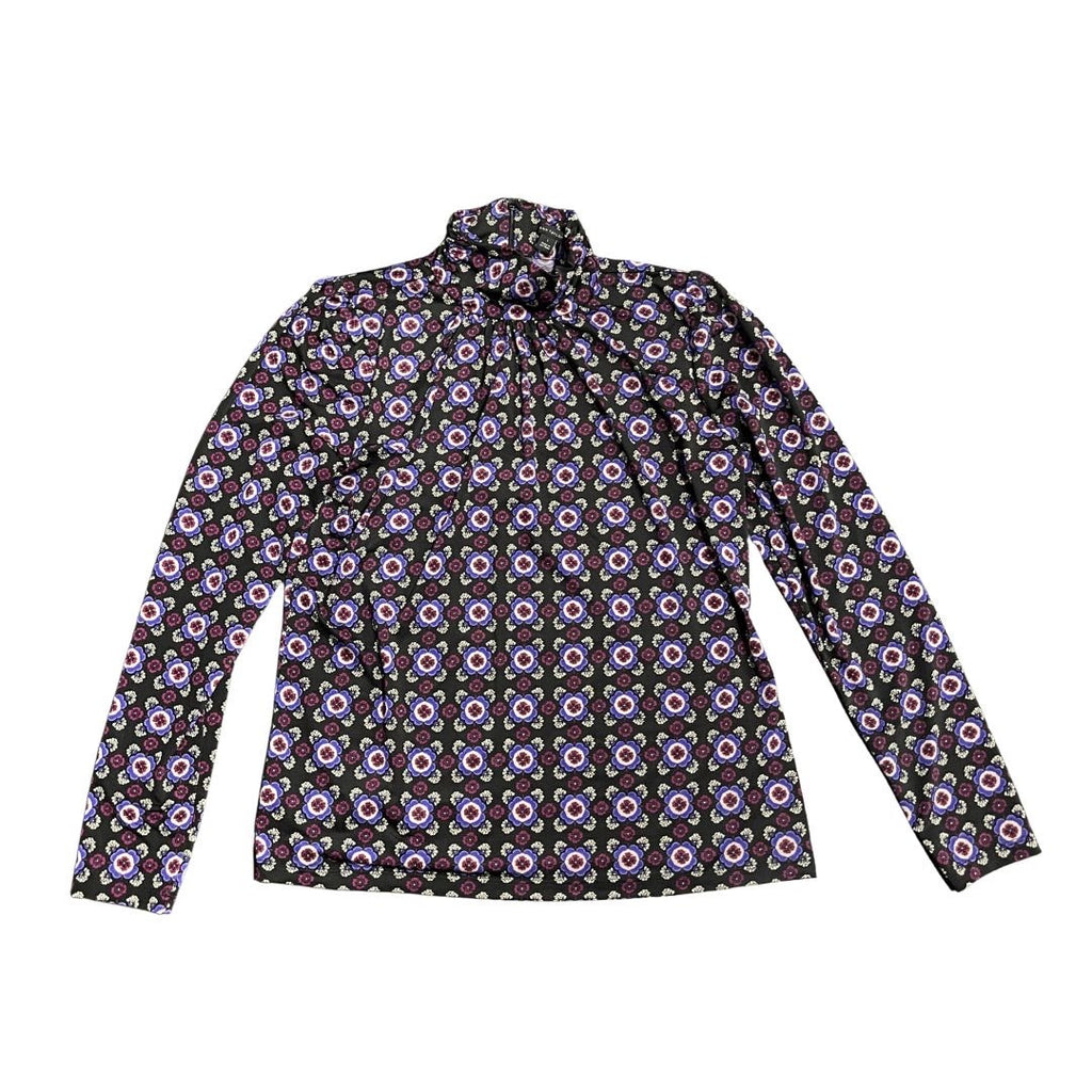 Ann Taylor Geometric Mosaic Print Long Sleeve Blouse Small Artsy Boho Retro Chic