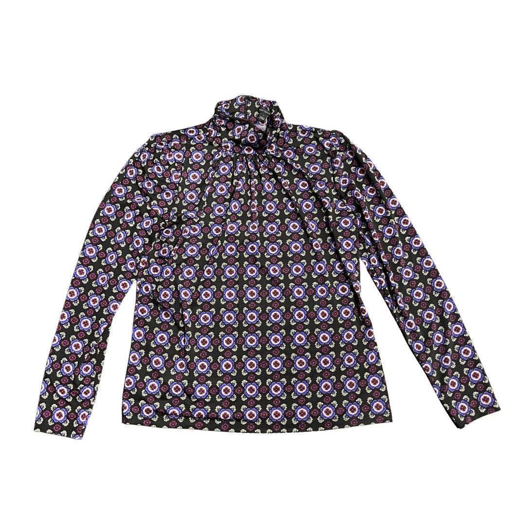 Ann Taylor Geometric Mosaic Print Long Sleeve Blouse Small Artsy Boho Retro Chic