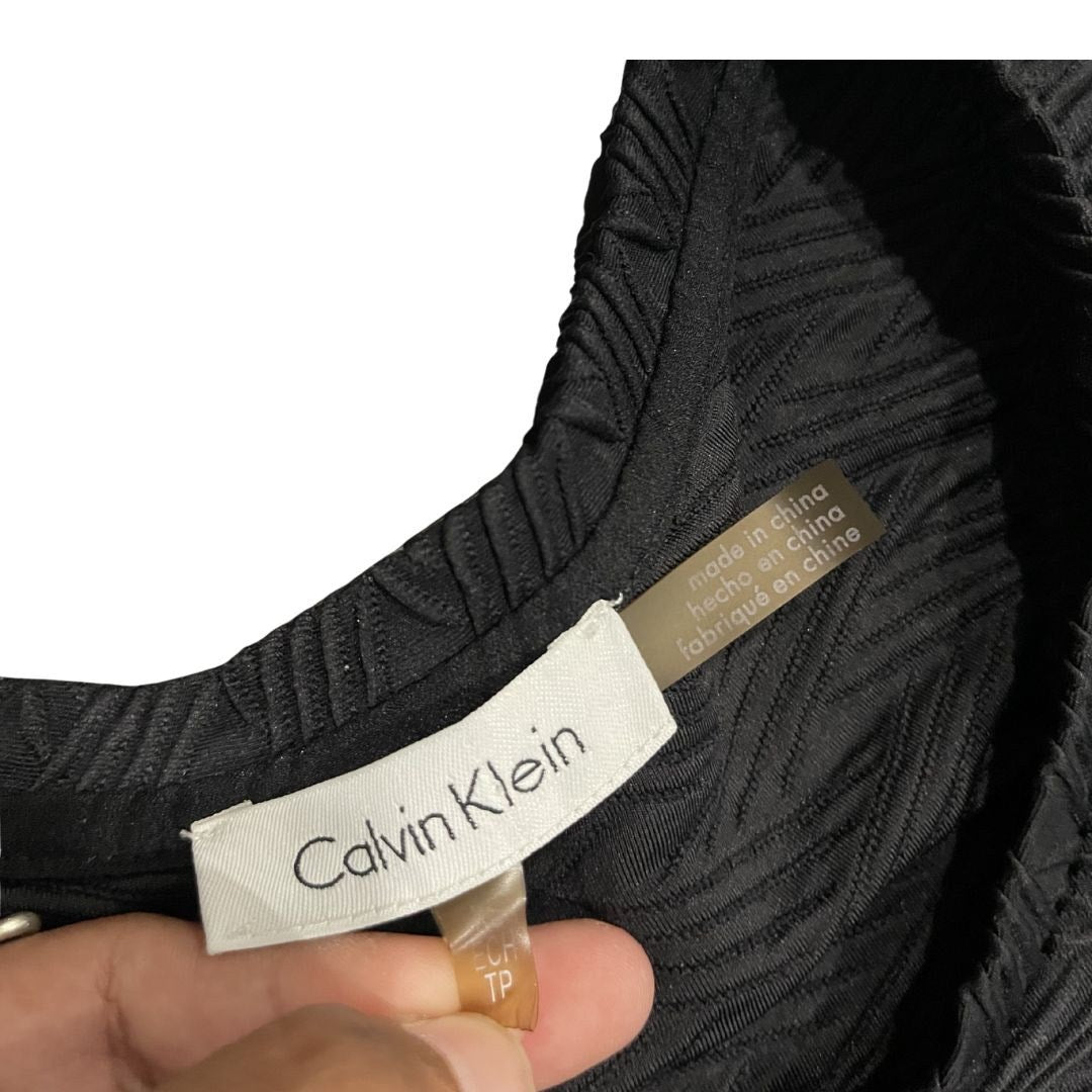 Calvin Klein Sleeveless Maxi Dress Colorblock Watercolor SZ XS Retro Artsy Chic