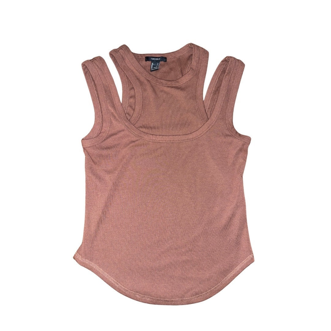 Forever 21 Clean Slate Ribbed Tank Top Mauve Size Large Layered Y2K