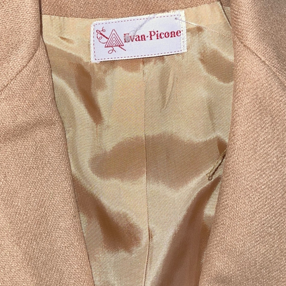 Vintage Womens Evan Picone Blazer Coat Size Small Tan Career Wear