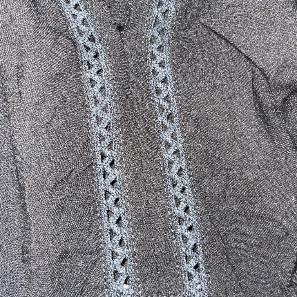 Natalia Martin Dress V-Neck 3/4 Sleeves Crochet Embroidered Trim Design Size Small