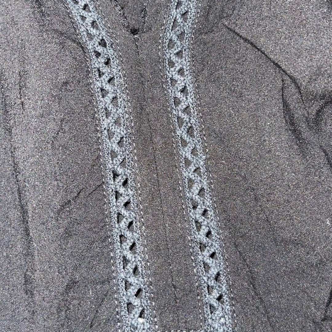 Natalia Martin Dress V-Neck 3/4 Sleeves Crochet Embroidered Trim Design Size Small