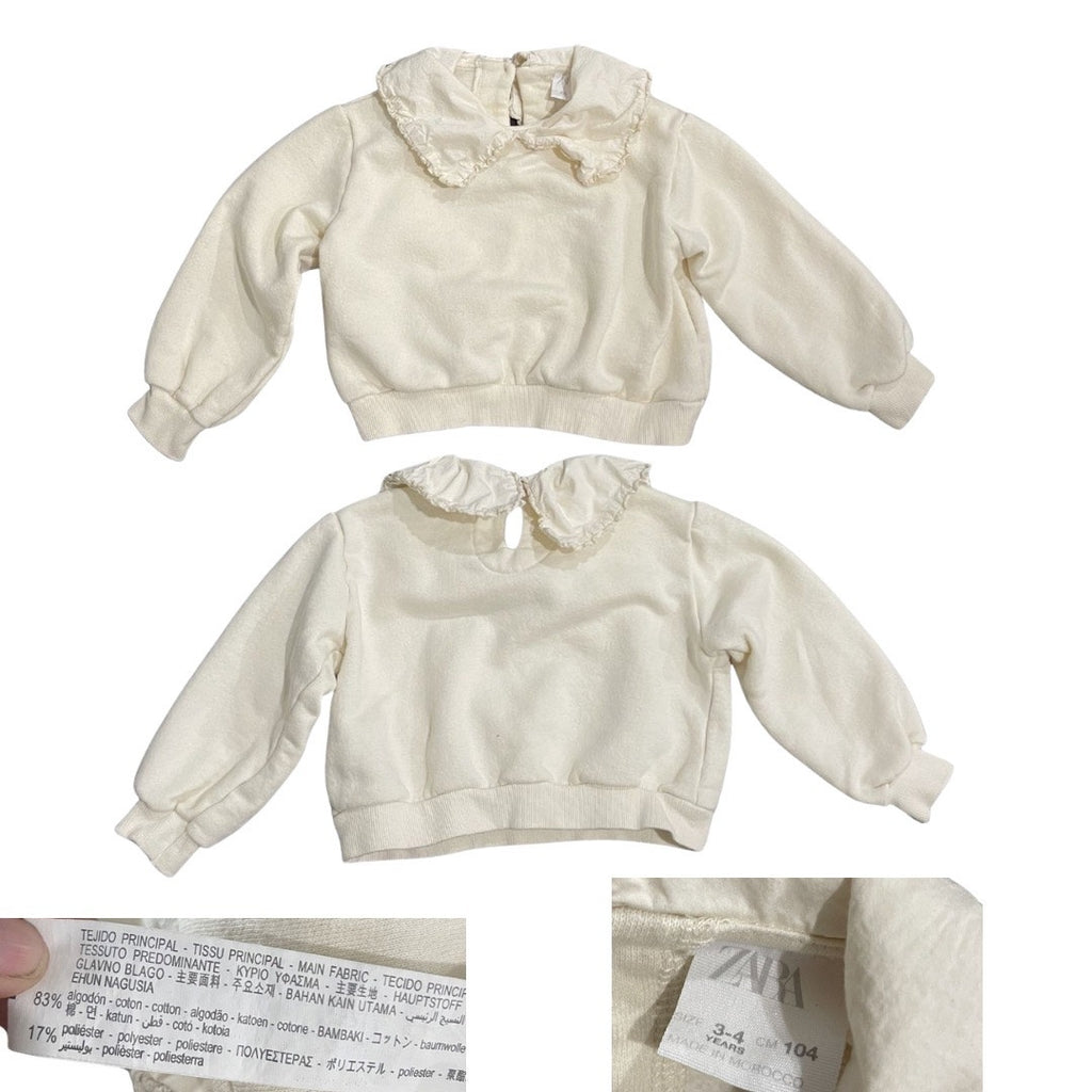 Zara Kids Toddler Sweatshirt Scallop Lace Collar Top Size 3 Kidscore