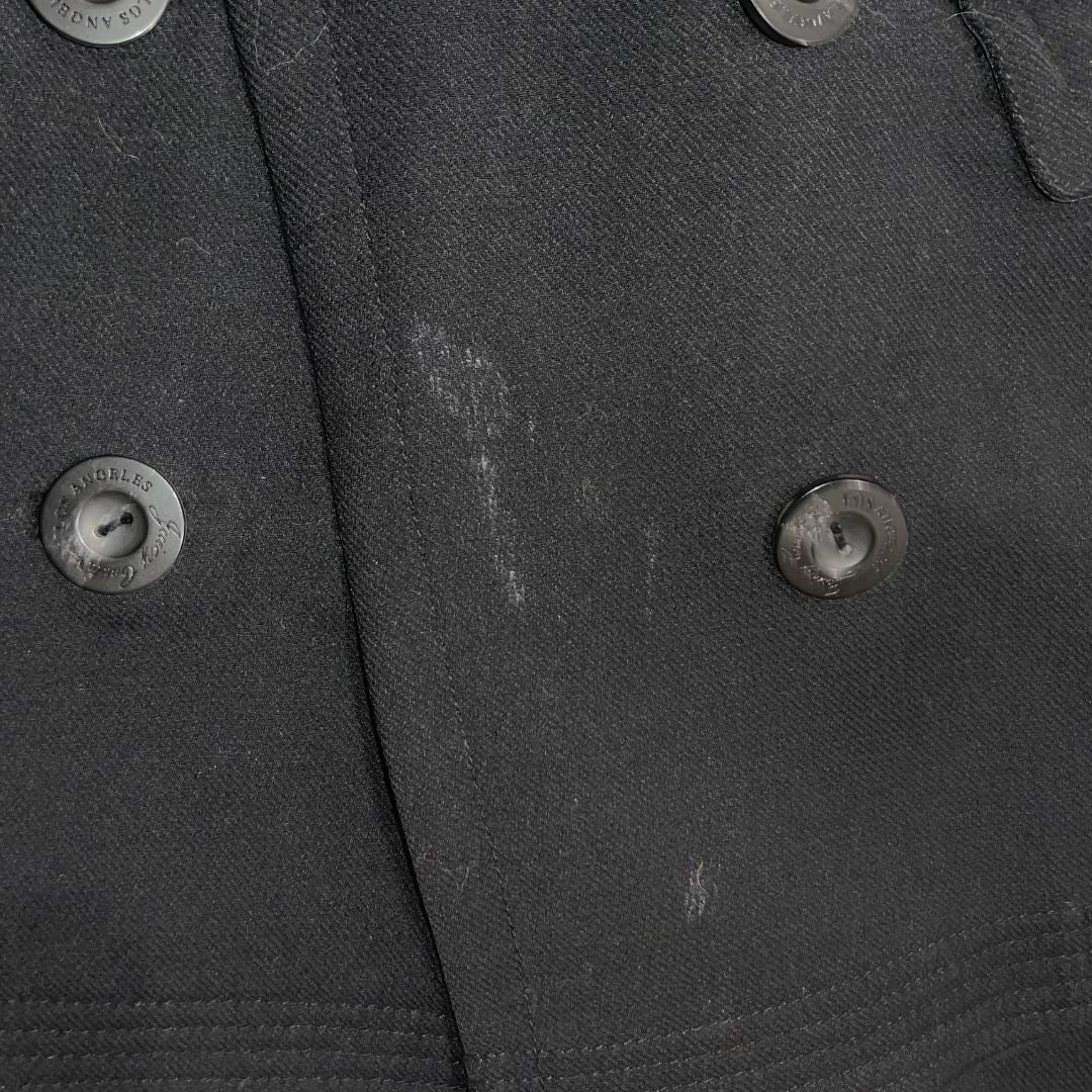 Juicy Couture Double Breasted Wool Trench Peacoat Size Large Ruffle Hem Y2K VTG