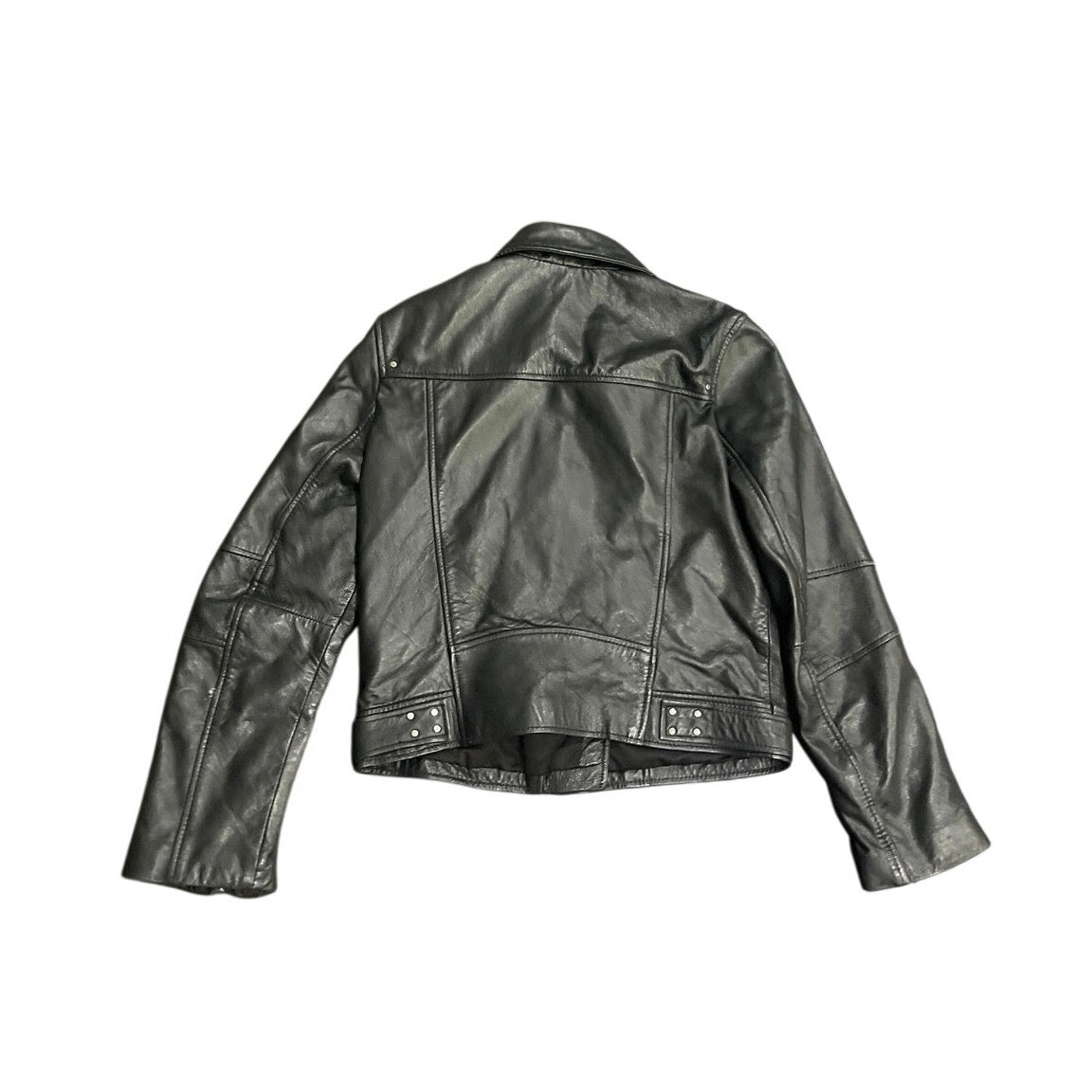 ZARA Trafaluc Outerwear Classic Black Leather Cropped Moto Biker Jacket SZ M