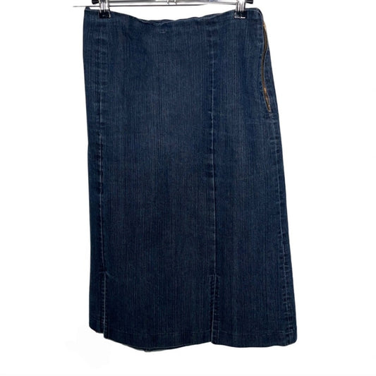 Vintage Fredericks of Hollywood Denim knee length skirt slits
