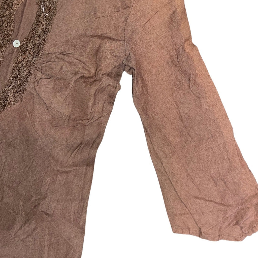Heidi Klein Designer 100% Linen Brown Maxi Side Slit Dress SZ 2 Vacation Casual