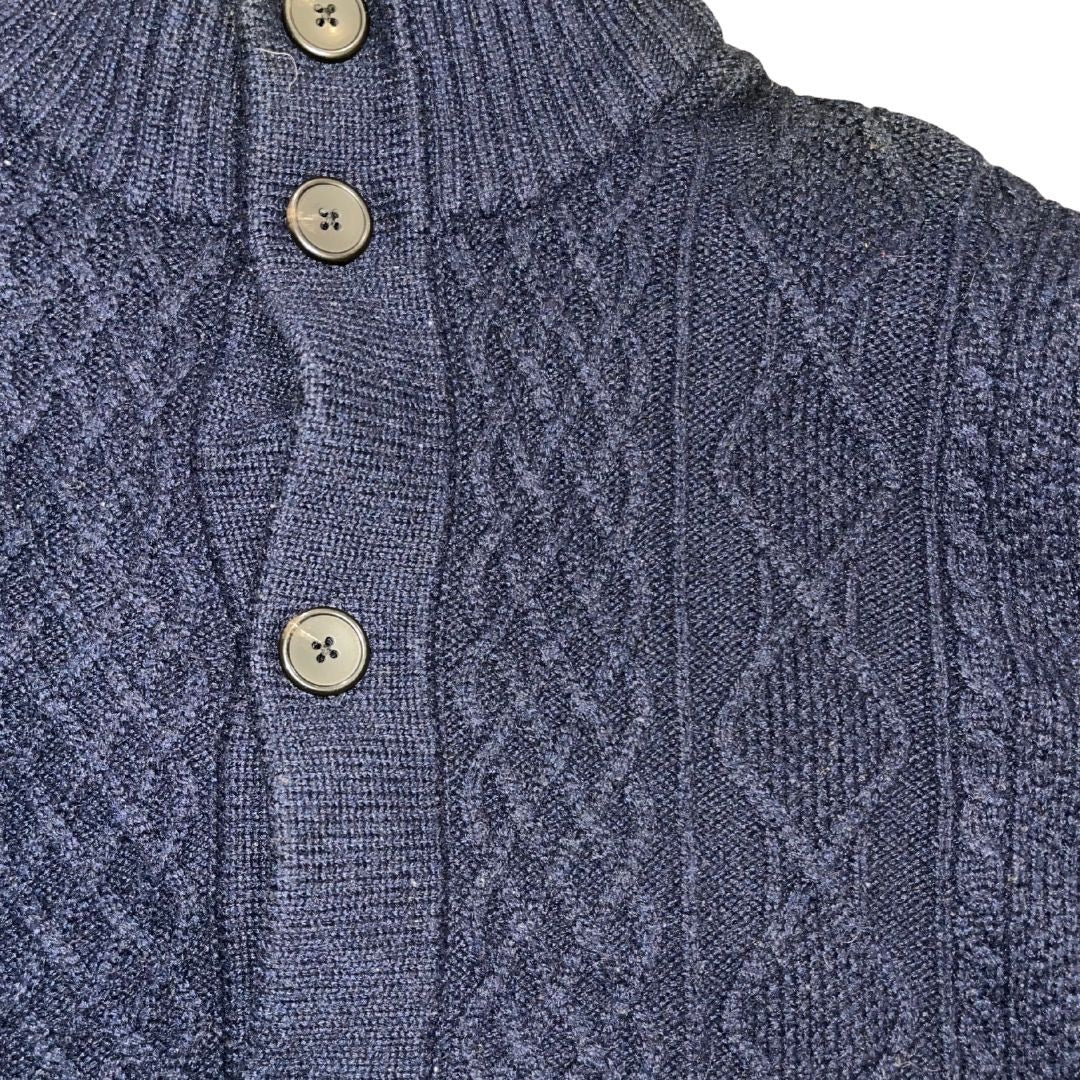 Uniqlo Chunky Cable Knit Button Down Cardigan Sweater Size XL Preppy Granpacore