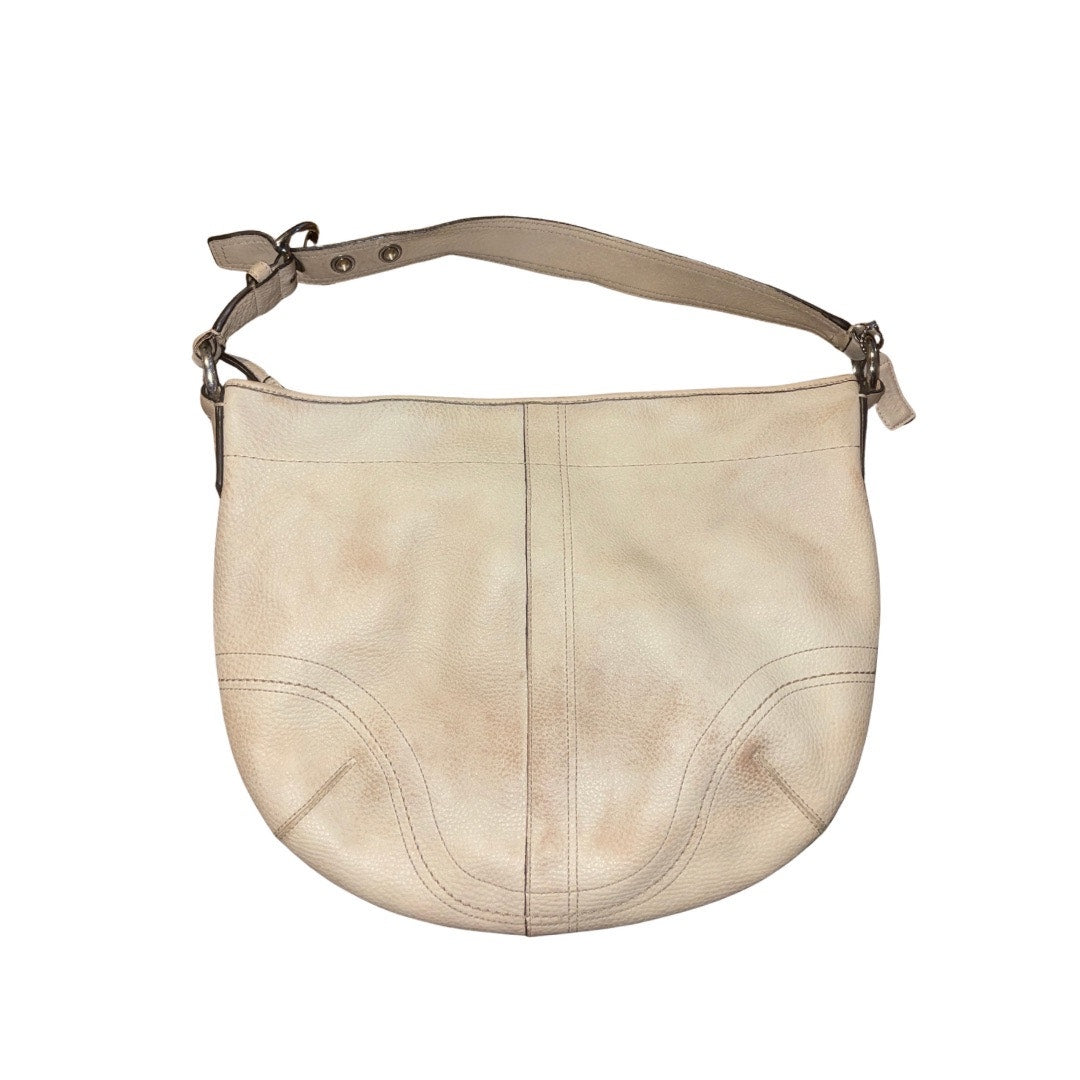 Coach Vintage Y2K Hobo Shoulder Handbag Moon Shaped Ivory Pebble Leather K0751