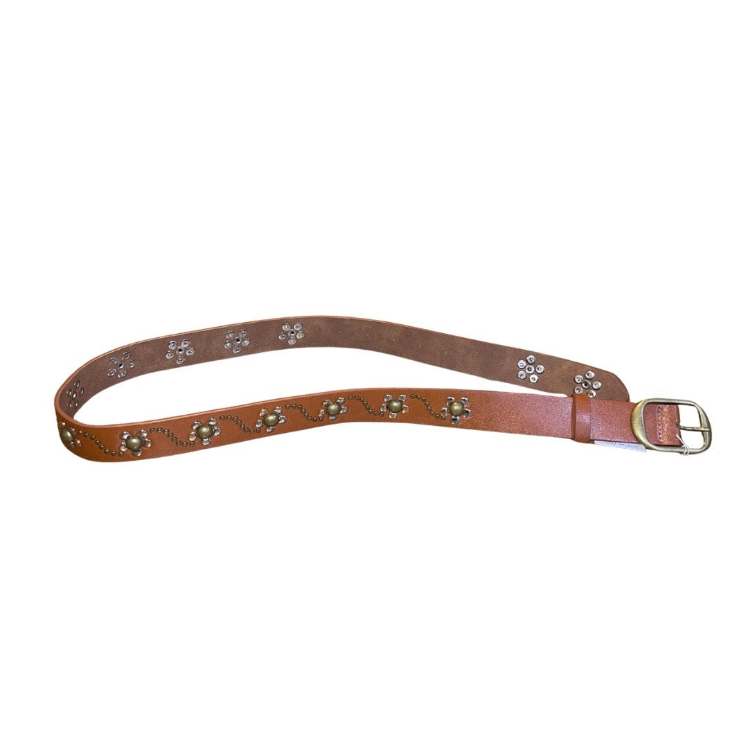 PacSun LA Hearts Studded Flower Belt Size S/M Tan Faux Leather Boho Retro NWOT