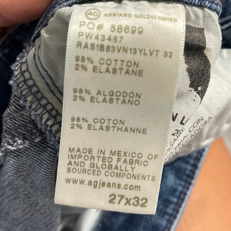 AG Adriano Goldschmied Farrah Boot High Rise Denim Jeans SZ 27 Flared Raw Hem