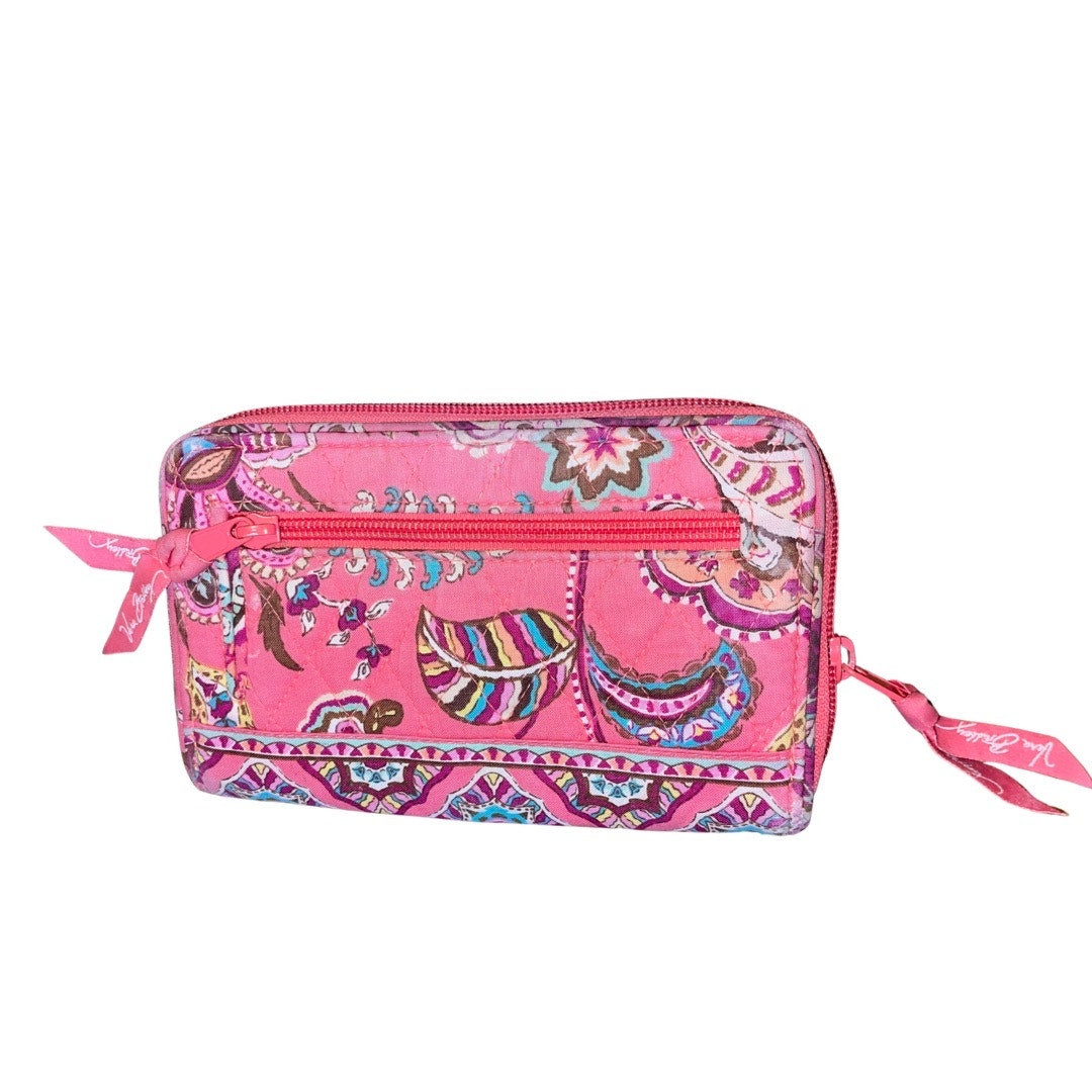 Vera Bradley 8' Zip Wallet Pink Paisley Lock Wallet Floral Vintage  compartments