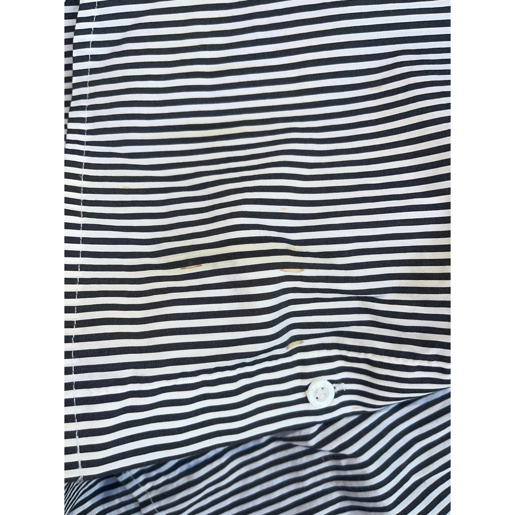 Calvin Klein Women's Black White Striped Button Up Long Sleeve Tunic Top Size M