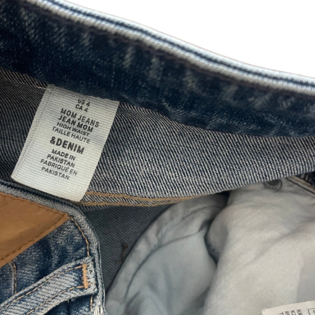 H&M Mom Jeans High Waist Denim Straight Leg Size 4 Blue Wash Casual