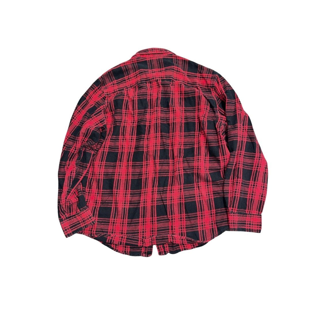 Faded Glory Men Long Sleeve Button Down Flannel Shirt Red Black Plaid Size 2XL