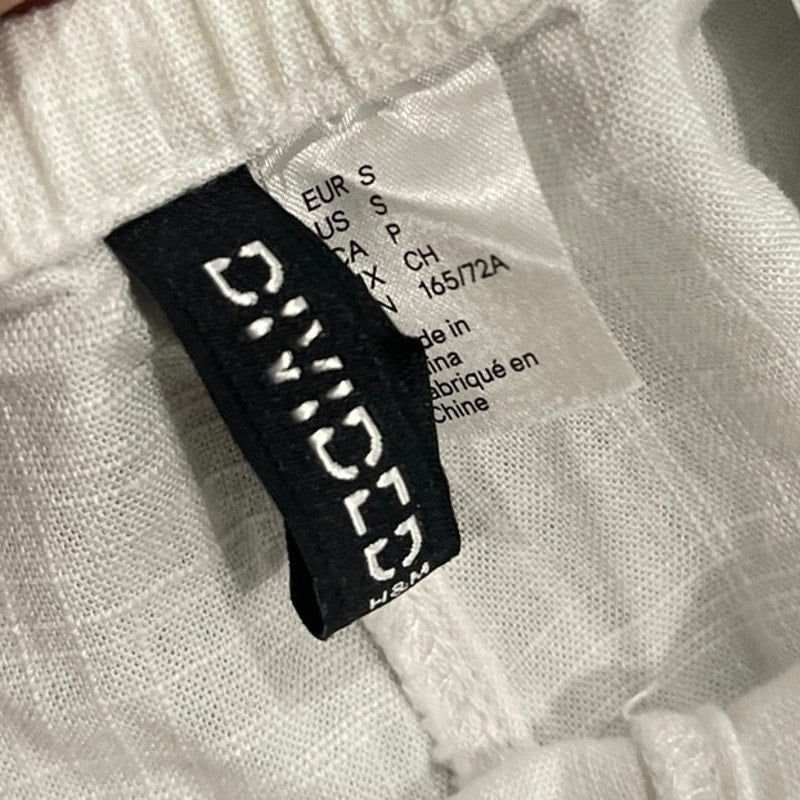 Divided Linen Blend White Drawstring Pull on Pants Size Small Summer Vacation