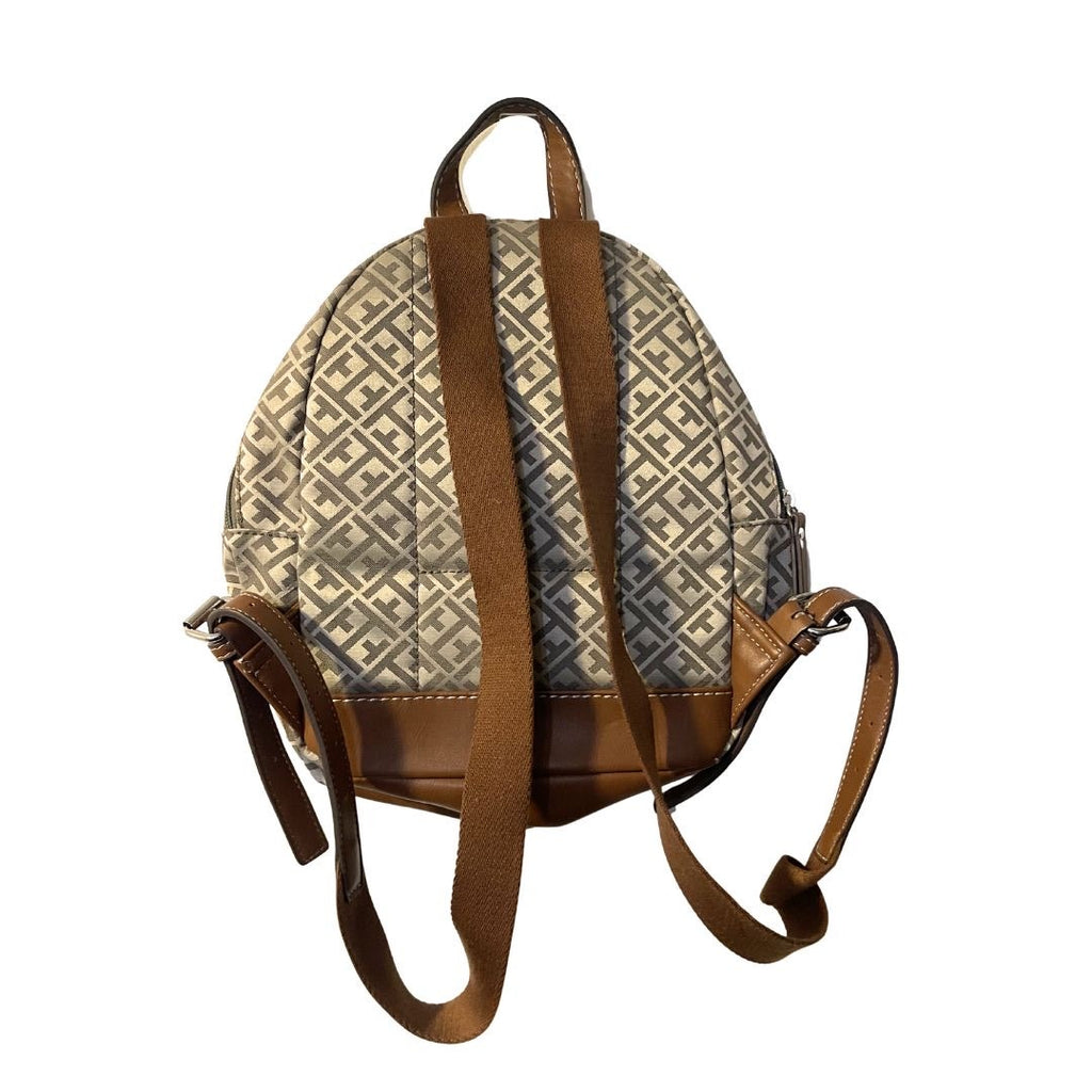 Tommy Hilfiger Monogram Canvas Mini Backpack Silver Charm Y2K Travel Daypack