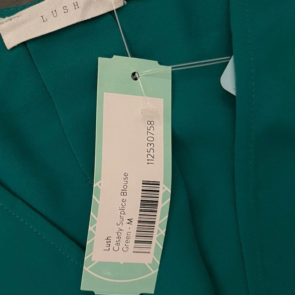 Lush Casady-Surplice Blouse envelope wrap style green size M