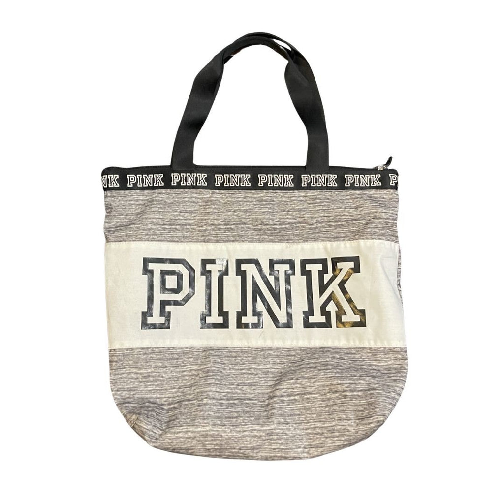 Victoria's Secret PINK Logo Canvas Zip Tote Bag Y2K Travel Weekender Beach