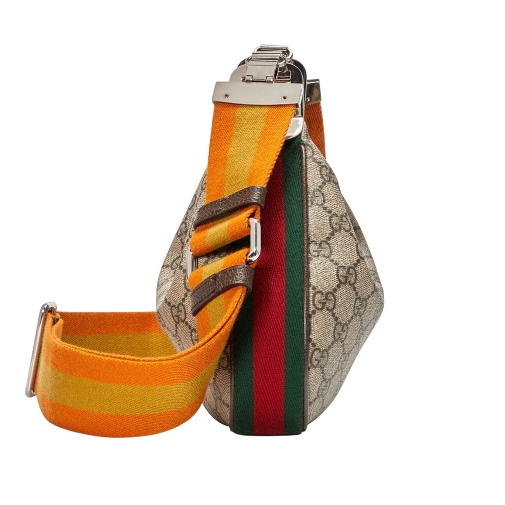 Gucci Supreme Canvas Attache Small Crossbody Purse 2 straps Moon Crescent Luxury
