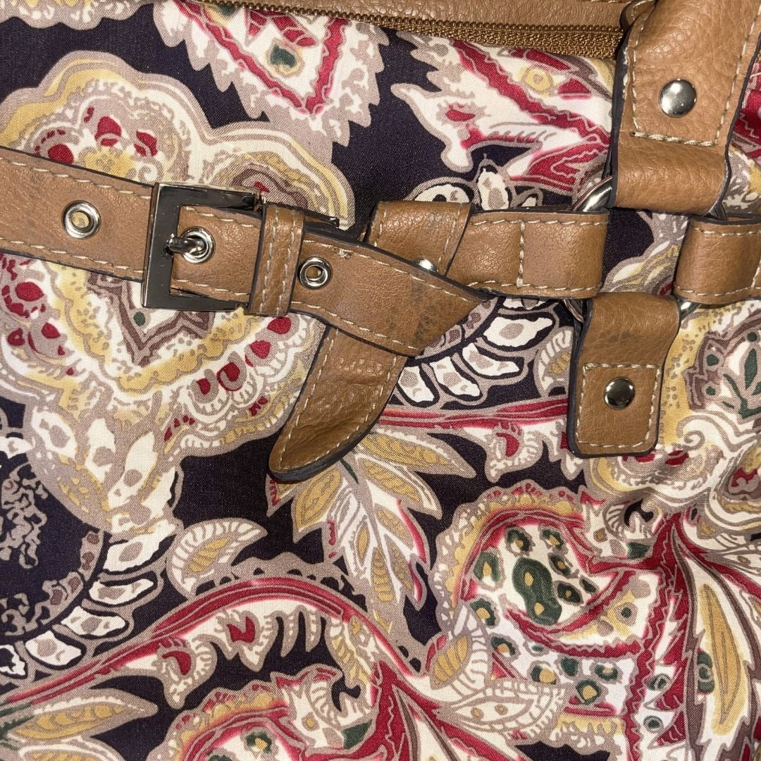 Croft & Barrow Paisley Tapestry Shoulder Bag Faux Leather Tim Western Boho Chic