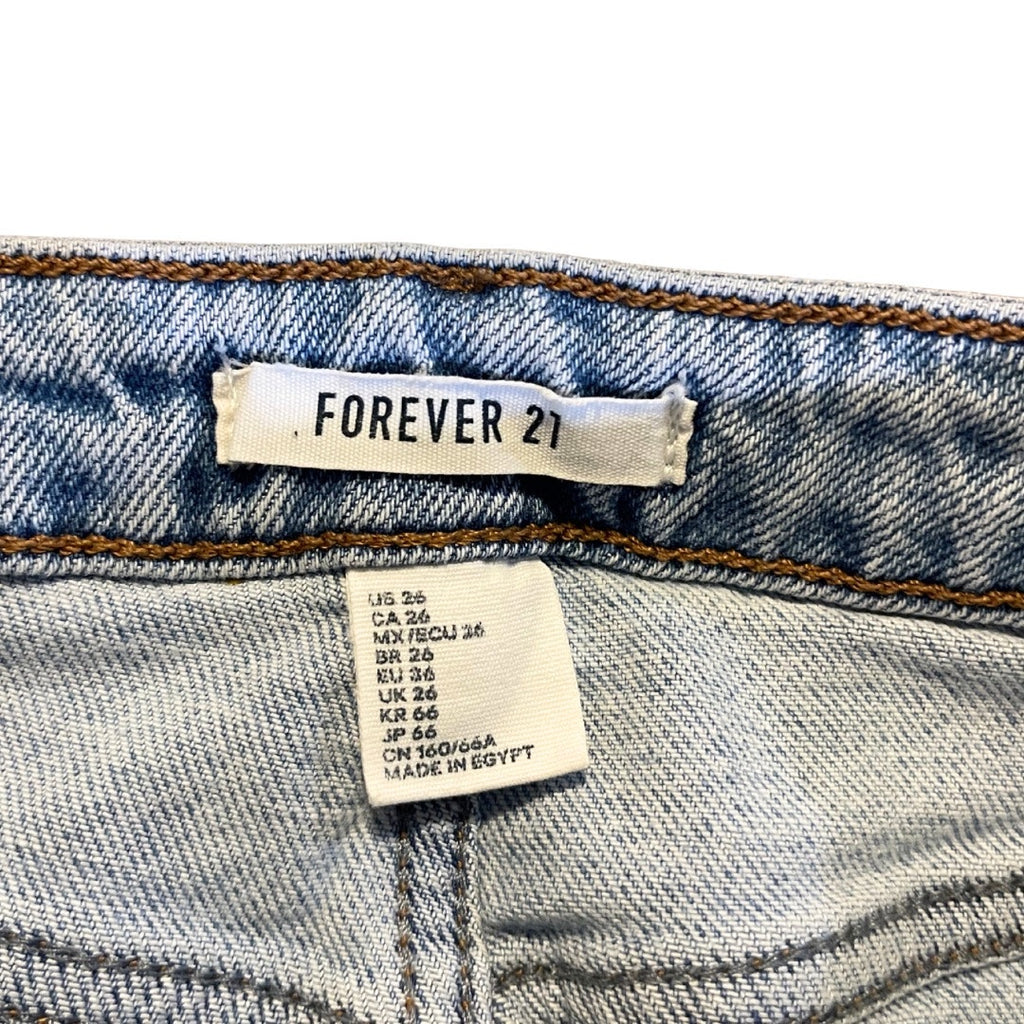 Forever 21 Distressed Cutoff Frayed Hem Denim Shorts Size 26 Jeans Y2K Lightwash