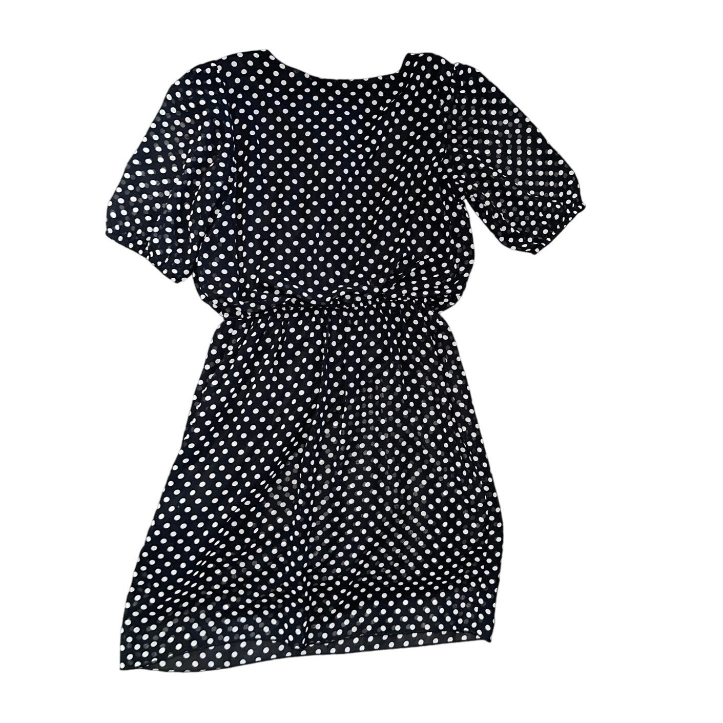 Enfocus Studio Short Sleeve Black White Polka Dot Dress Keyhole Size 6 Casual