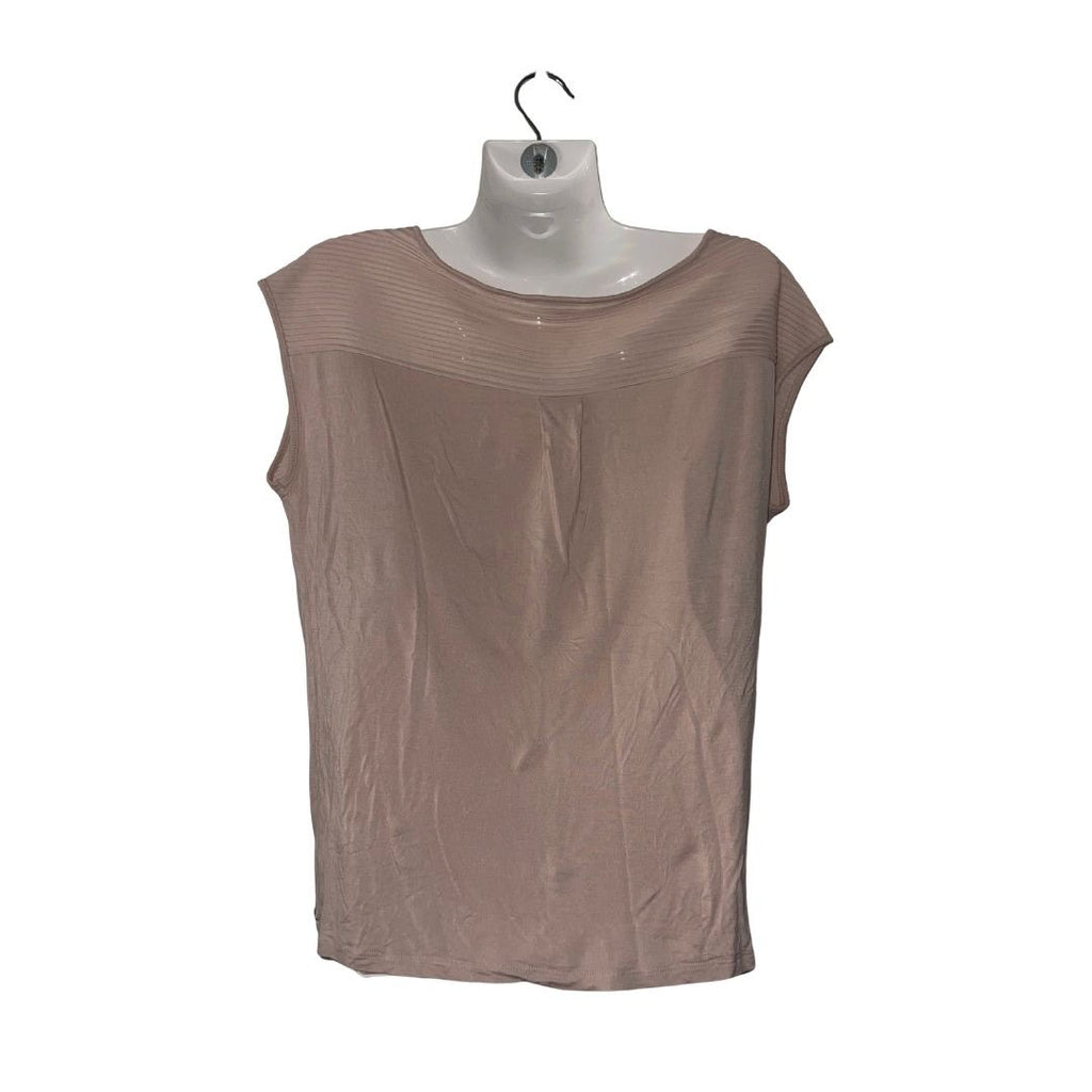 Calvin Klein Top Cap Sleeves Blush Pink Size Small Ruche Neckline Casual
